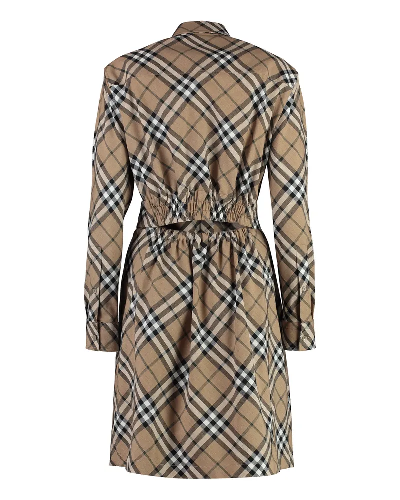 Burberry Women's Belted Shirtdress Linden Wool Dress Beige