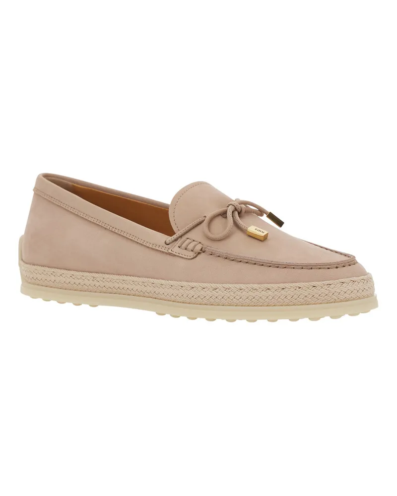TOD'S Women's Loafers, Pink Leather, Bow Detail Calf Leather Pink