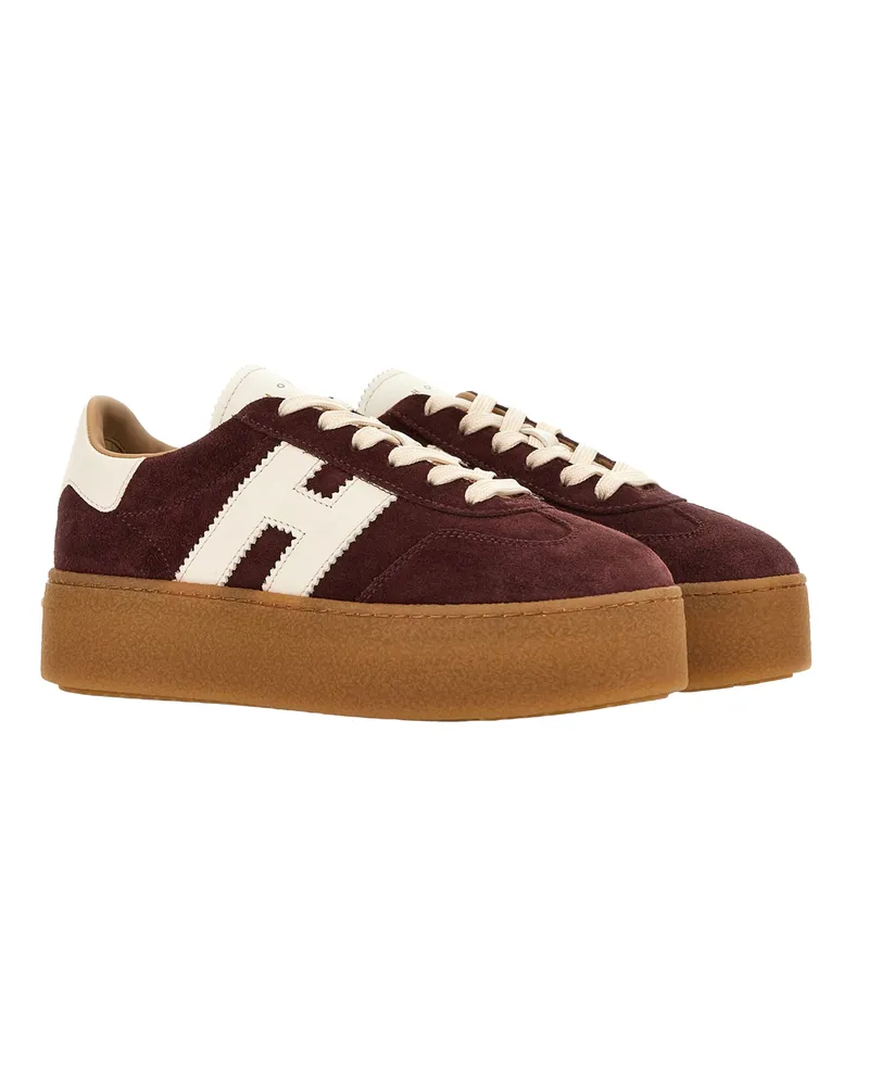 Hogan Women's Sneakers Cool Burgundy Red Upper: Calfskin Trainers Red