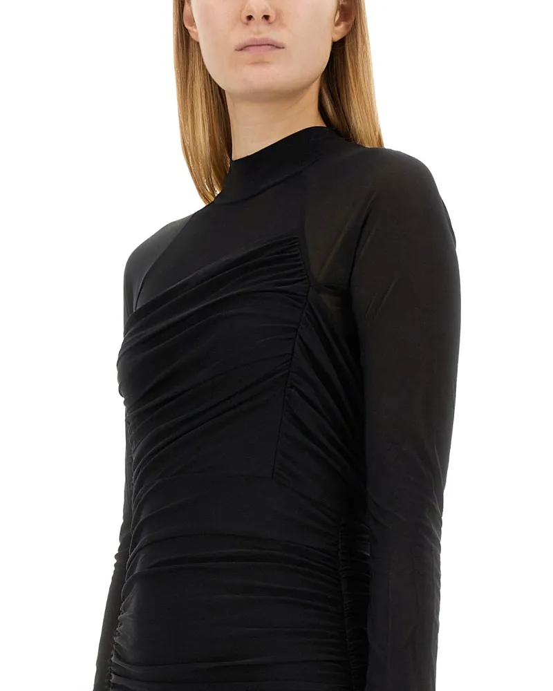 Helmut Lang Polyester Mini Dress — Black Black