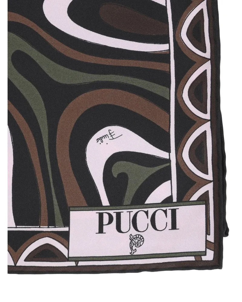 Emilio Pucci Patchwork Silk Twill Scarf — Brown Brown