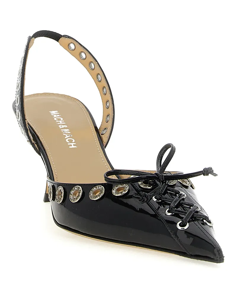Mach & Mach Women's Black Calfskin Mid Heel Pumps Black