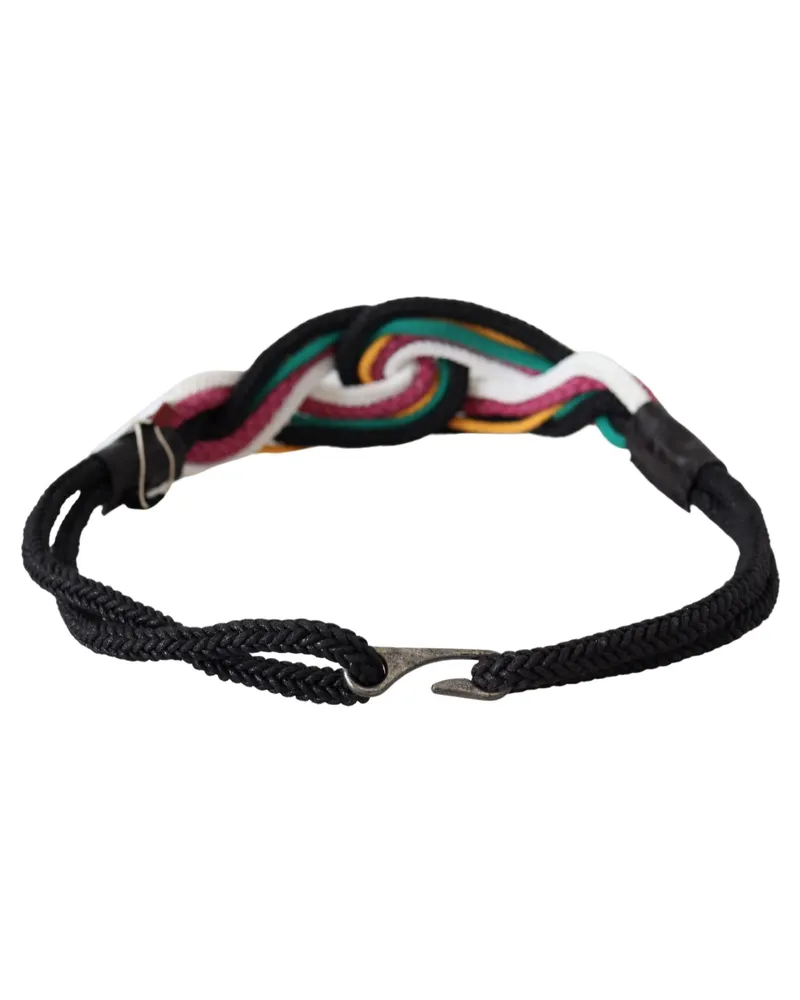 CoSTUME NATIONAL Women's Multicolor Rope Leather Rustic Hook Buckle Belt Fabric Multicolor