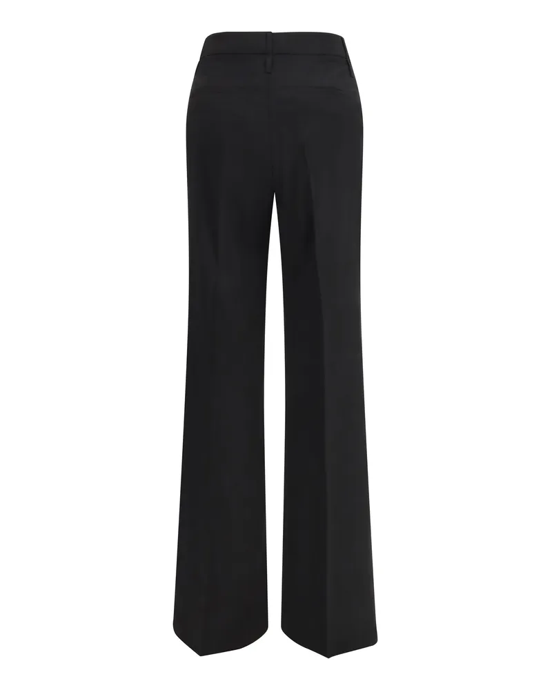 Max Mara Women's Flare Pants Black Wool Fleece Trousers Black