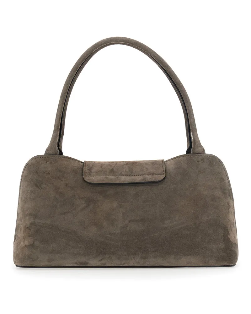 Versace Women's Shoulder Bag Vivian East West Brown Suede Lamb Brown