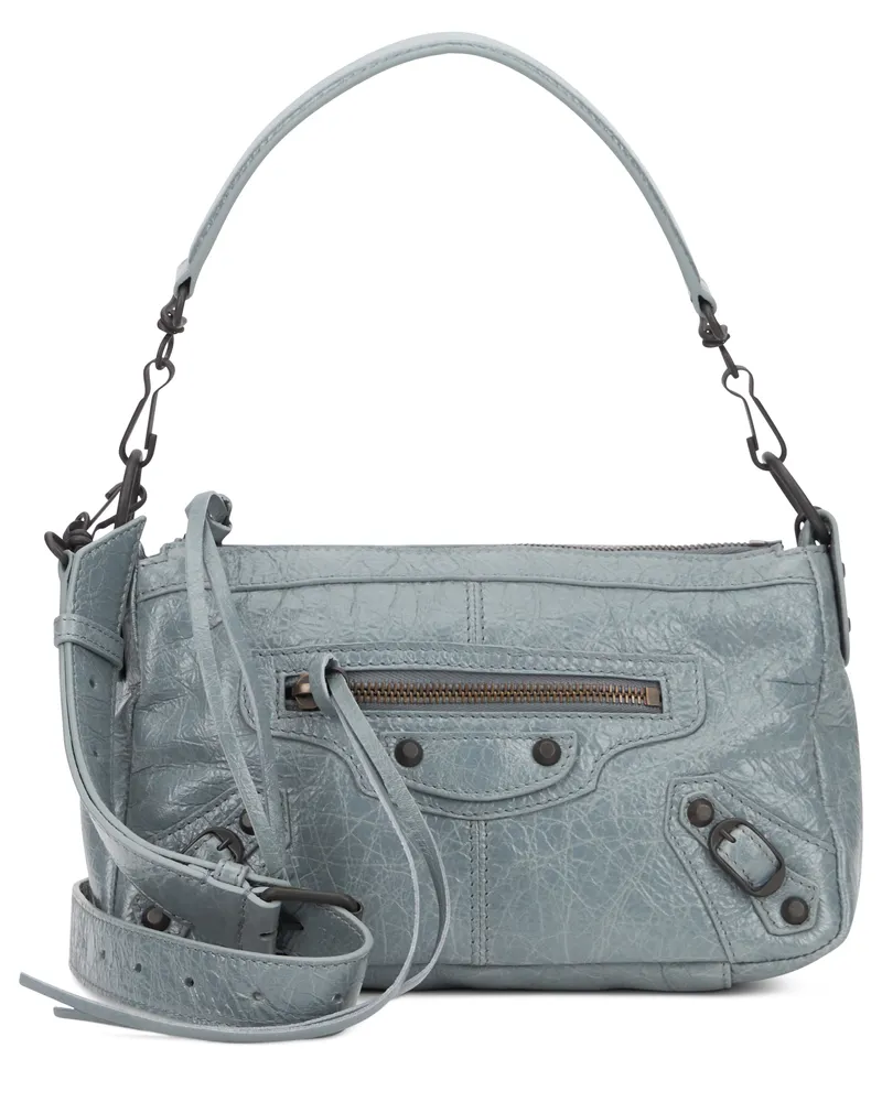 Balenciaga Women's Shoulder Bag Le City Moto Mini Grey Leather Lambskin Gray