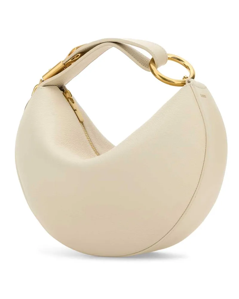 Burberry Curved Calf Leather Shoulder Bag — Beige Beige