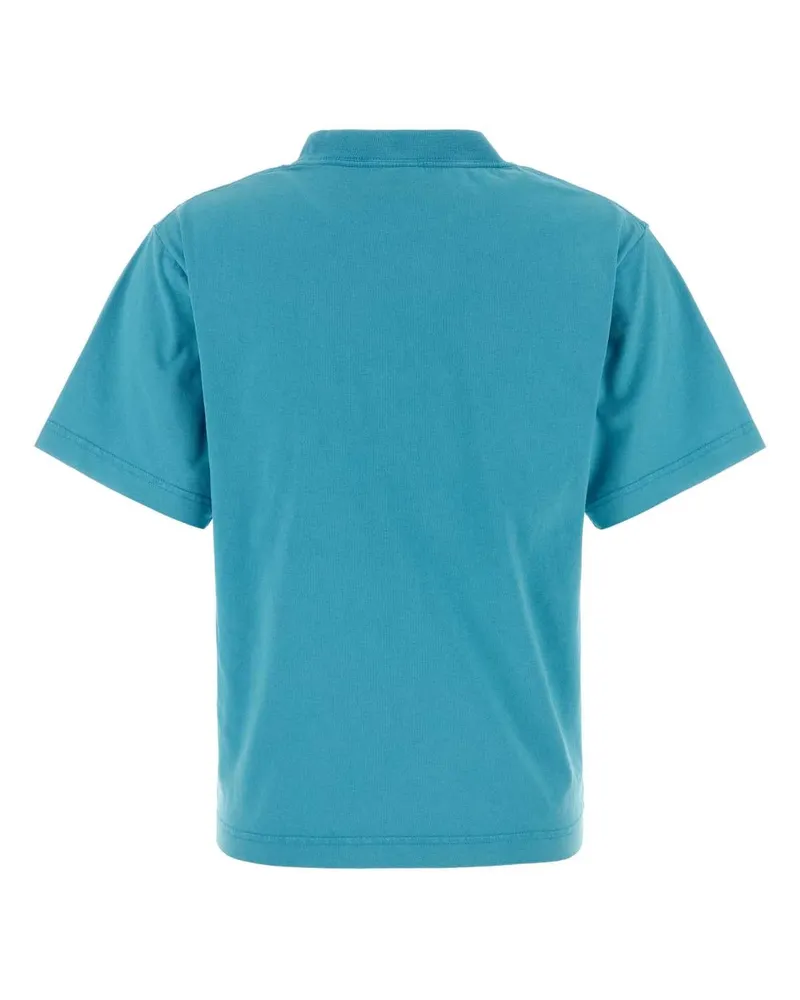 Balenciaga Women's Turquoise Cotton T-Shirt Azure-Navy Azure/navy Blue