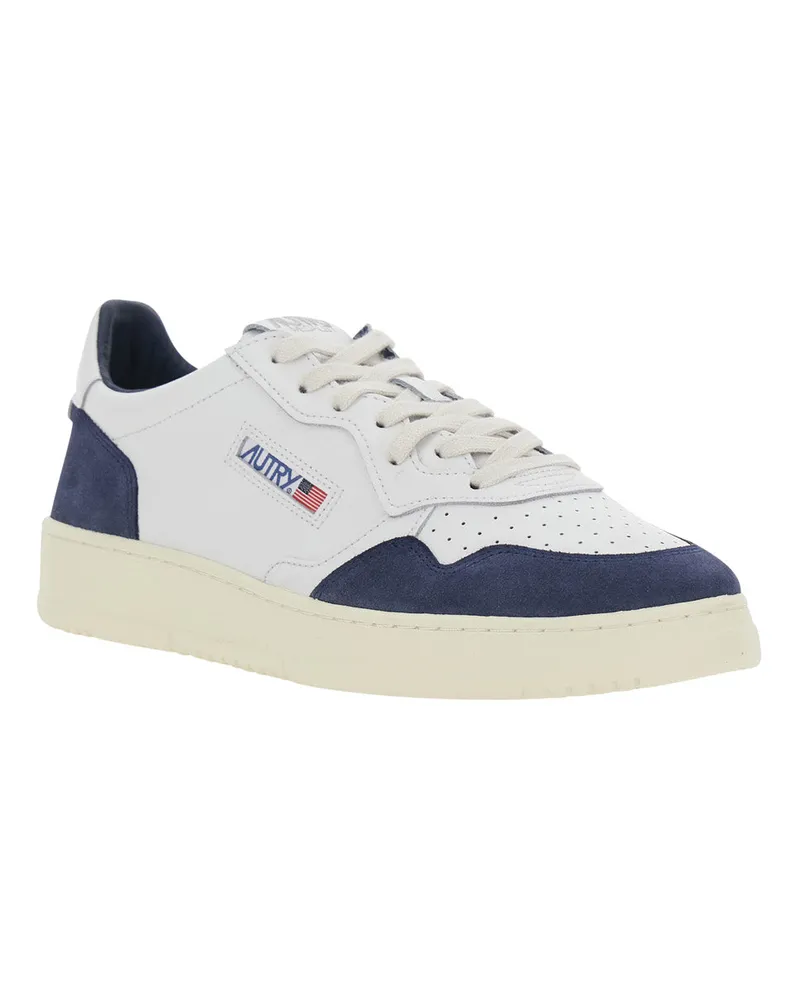 AUTRY Men's Low Sneaker Medalist Blue Leather Trainers White