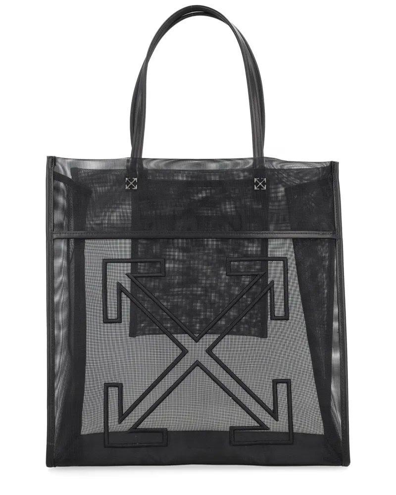 OFF-WHITE Women's Tote Bag Market Black Polyester Handbags Hand Black