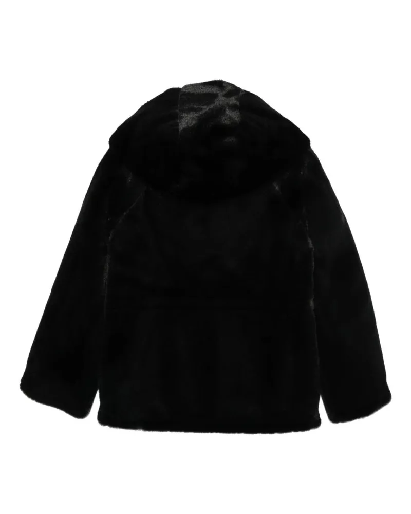 Emporio Armani Faux Fur Hooded Coat — Black Black