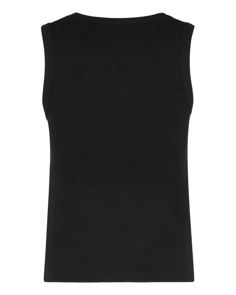 McQ Women's Tank Top Ribbed Cotton Black Vests & Tops Black