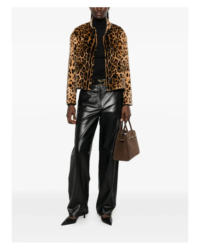 Max Mara Lambskin Leather Trousers — Black Black