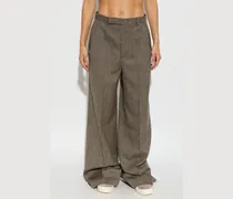 Women's Pantalon Large Wide Tailored Gris Anthracite Gray Trousers