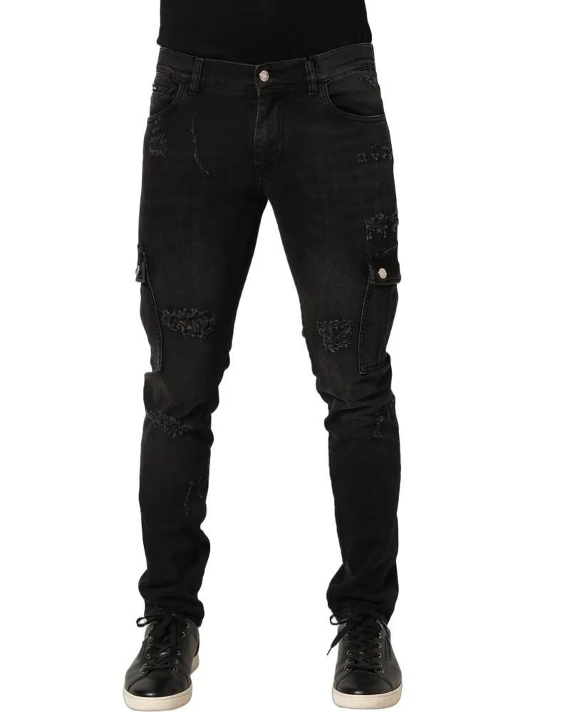 Dolce & Gabbana Distressed Cotton Jeans — Black Black