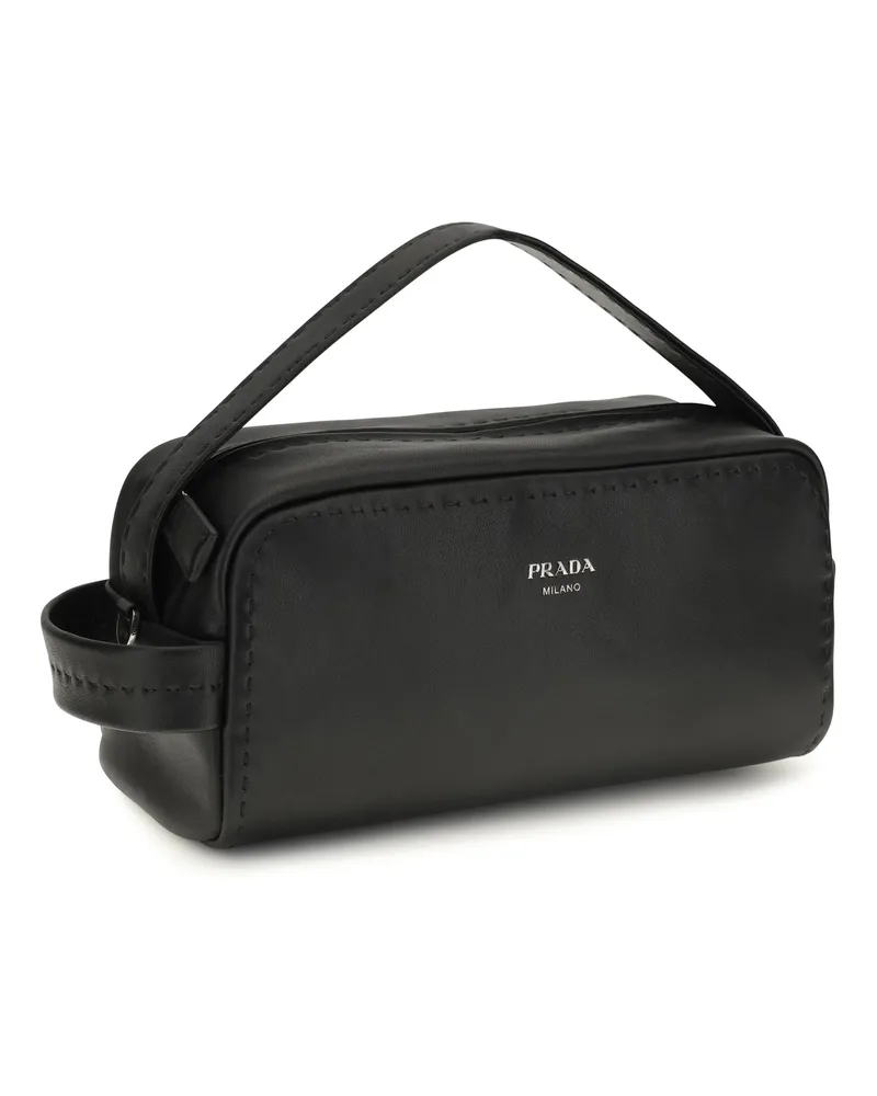 Prada Calfskin Leather Shoulder Bag — Black Black