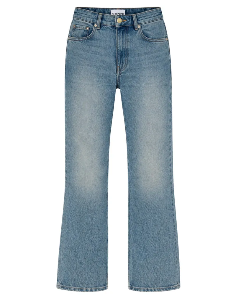 Ganni Flare Fit Cotton Jeans — Blue Blue