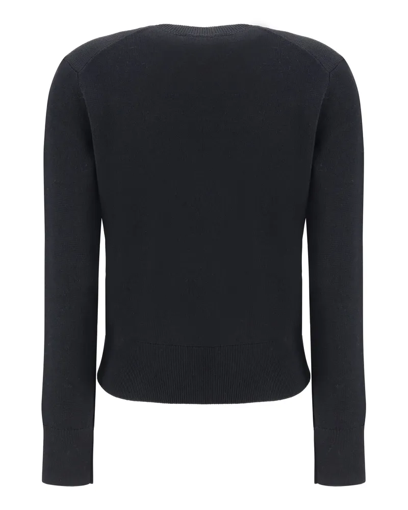 AMI Paris Women's Ami De Coeur Sweater Noir-Rouge Merino Wool Ovis Aries Noir/rouge Noir