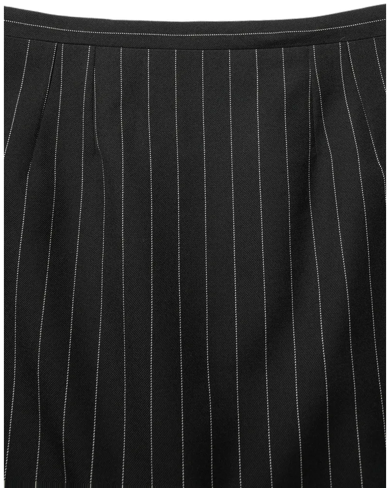 Dolce & Gabbana Women's Black Pinstriped Highwaist Pencil Cut Skirt Virgin Wool Black