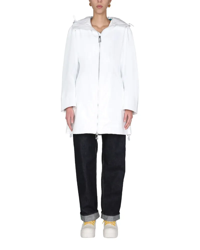 Bottega Veneta Hooded Polyurethane Raincoat — White White