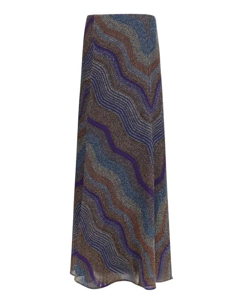 Missoni Lamé Viscose Chevron Skirt — Blue Blue