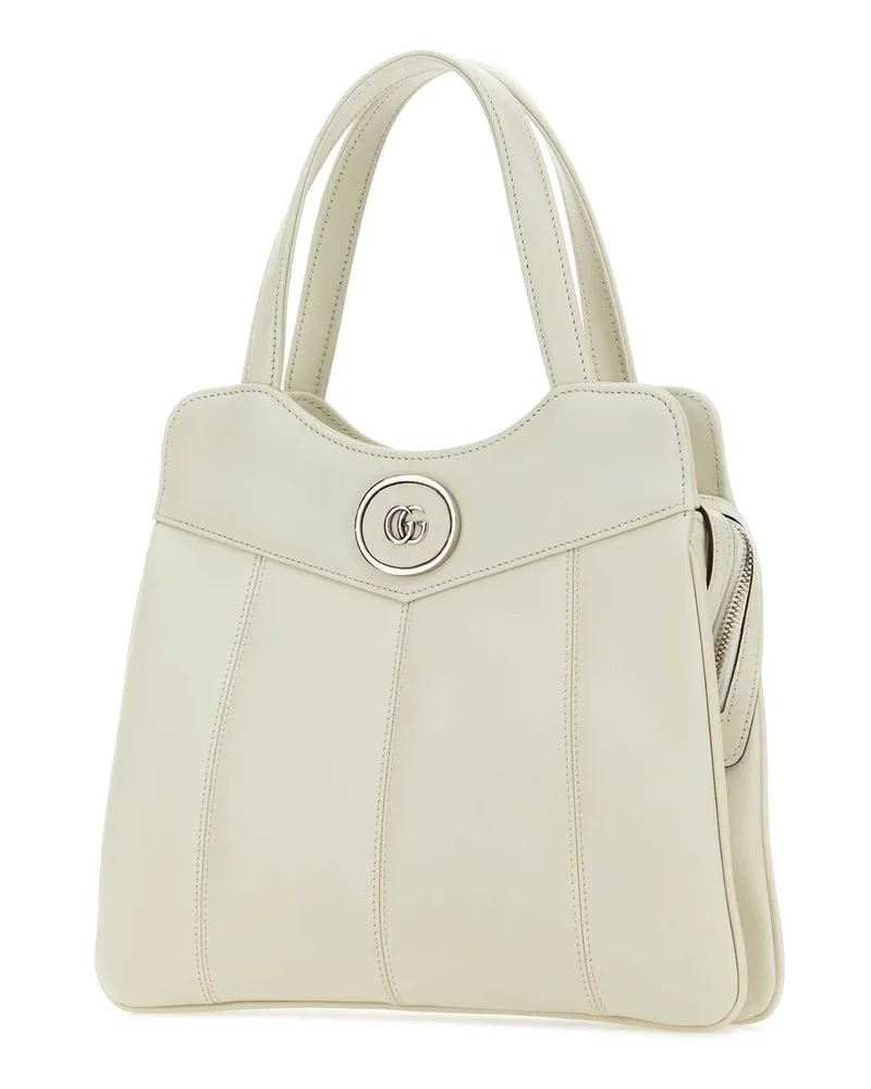 Gucci Leather GG Medallion Top Handle Bag — Beige Beige