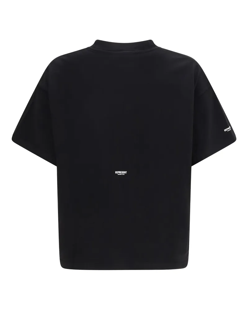REPRESENT Men T-Shirt Micro Owners Club Jet Black Cotton T-Shirts And Polos Black