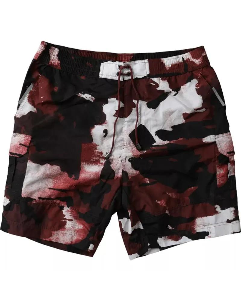 Dolce & Gabbana Men's Multicolor Camouflage Dg Logo Beachwear Shorts Swimwear Polyester Multicolor