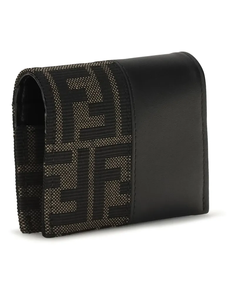 Fendi Men's Ff Jacquard Card Holder Nero+tabacco Moro Polyester; Cotton Wallet Black