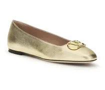 Laminated Nappa Ballerinas — Gold