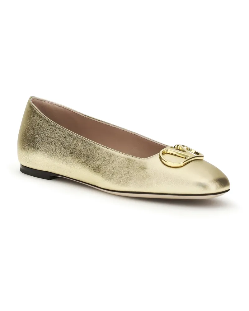 Valentino Garavani Laminated Nappa Ballerinas — Gold Gold