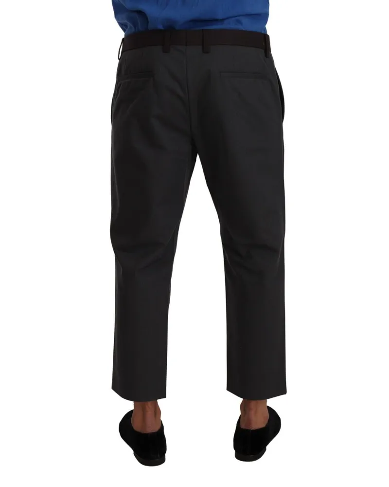 Dolce & Gabbana Nylon-Cotton Striped Cropped Trousers — Gray Gray
