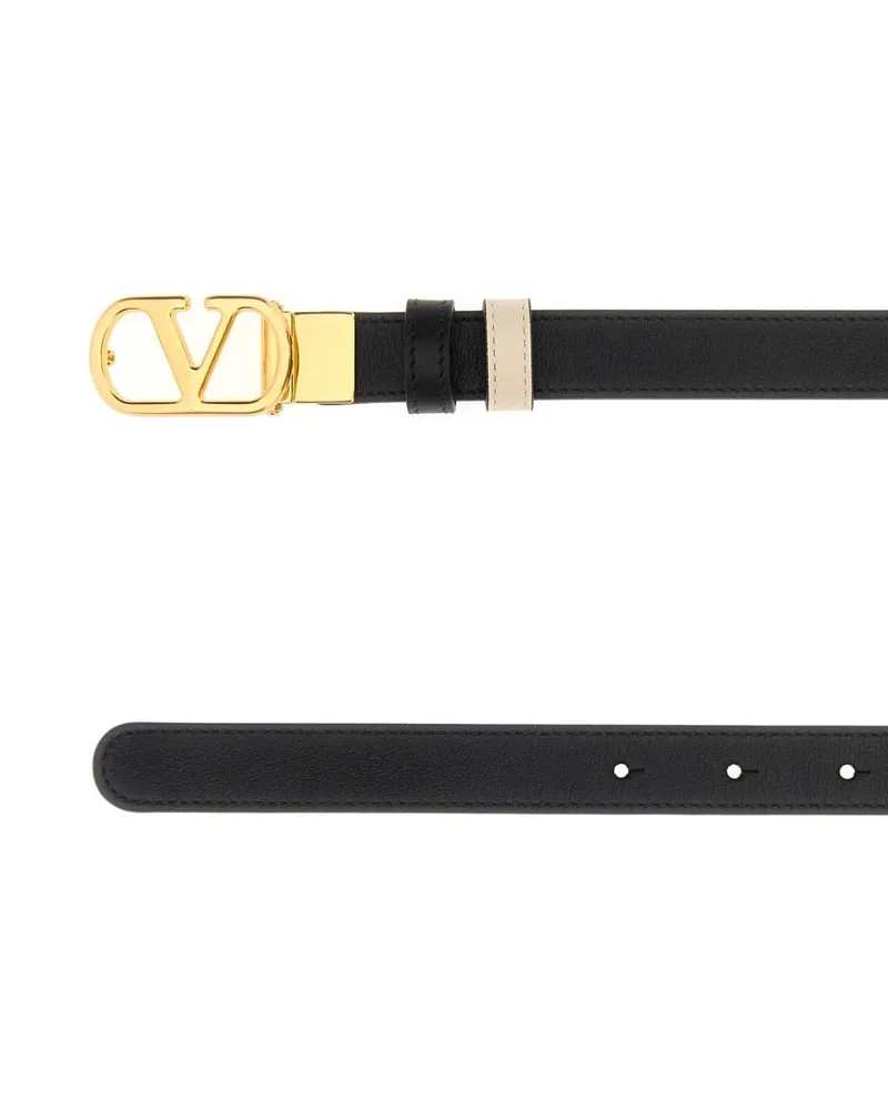Valentino Garavani Women's Black Leather Reversible Belt Nerobutterwhite Cinture Black