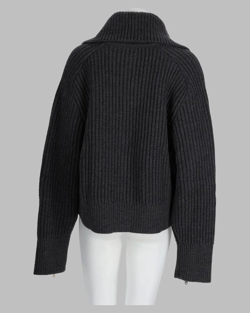 Paul Smith Wool Zip Cardigan — Charcoal Charcoal