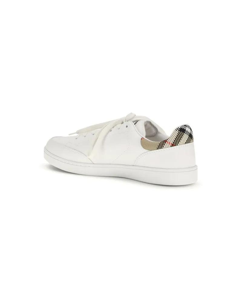 Burberry Men's White Calf Leather Bos Taurus Low Top Sneakers White