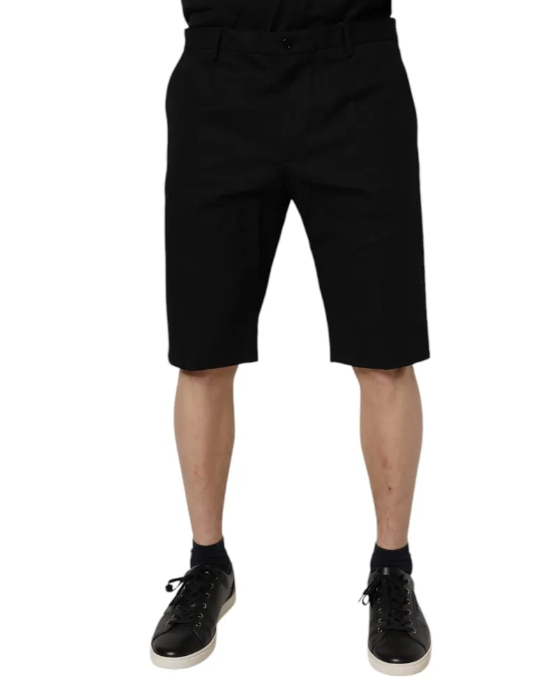 Dolce & Gabbana Men's Black Cotton Stretch Mid Waist Bermuda Shorts Elastane Black