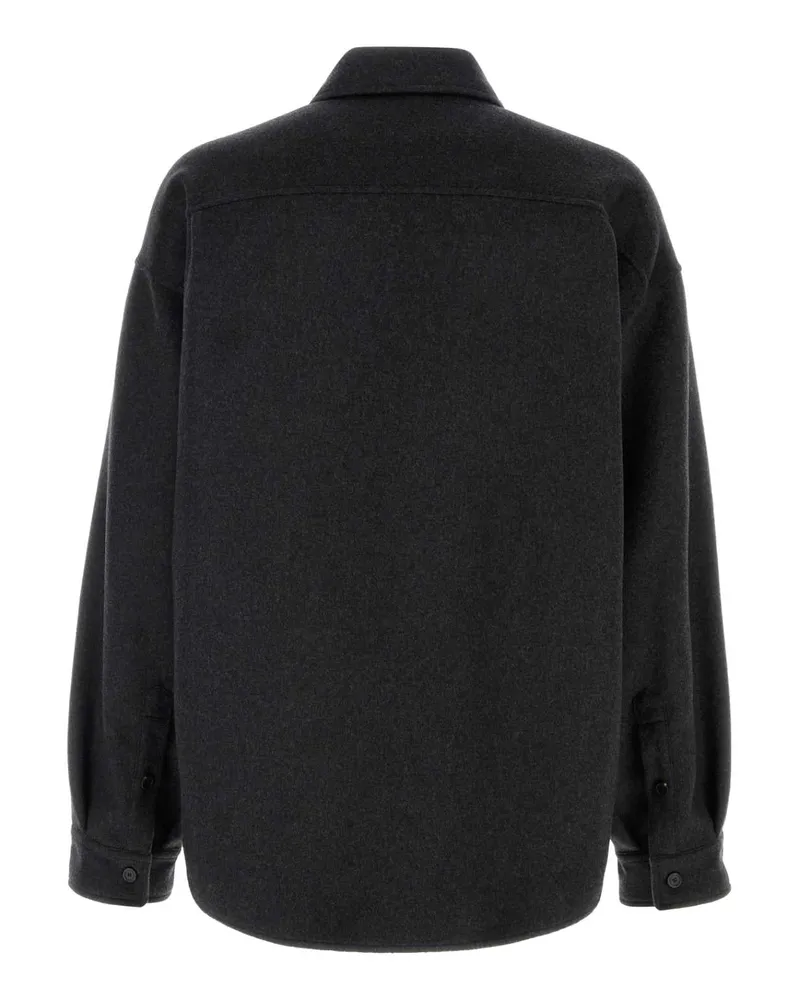 Balenciaga Men's Charcoal Wool Blend Jacket Heathergrey T Camicie Shirt Gray