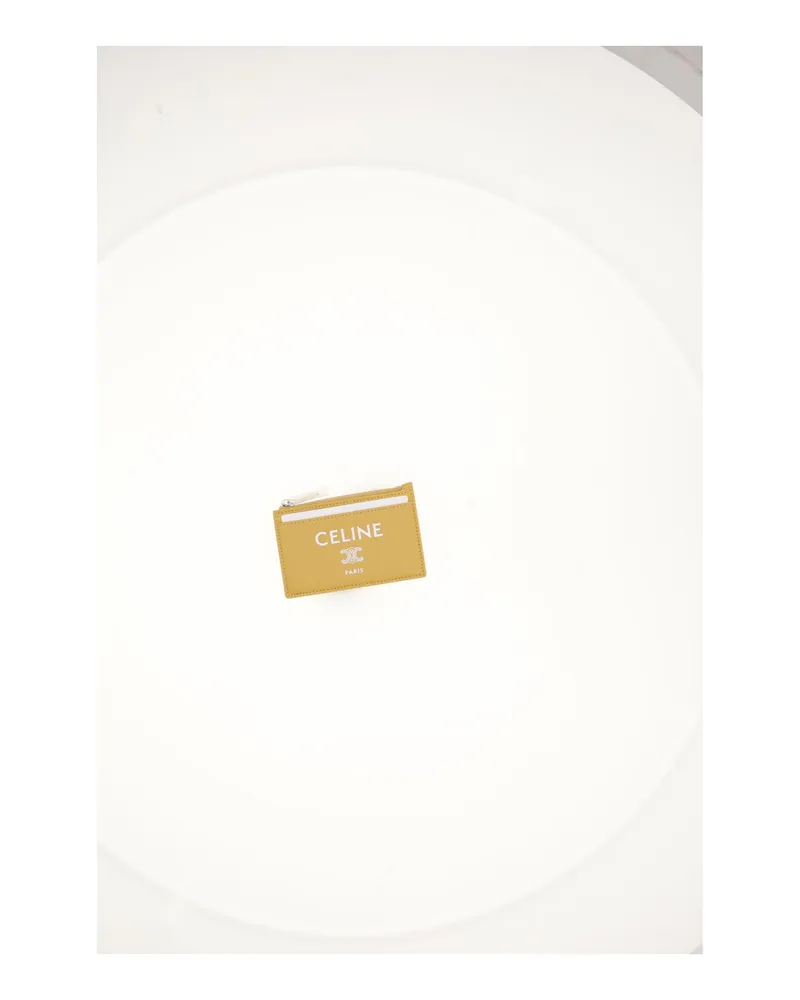 Celine Men's Zipped Card Holder Merigold-White Lamb (ovis Aries) Umbrellas Merigold/white Accessory Yellow