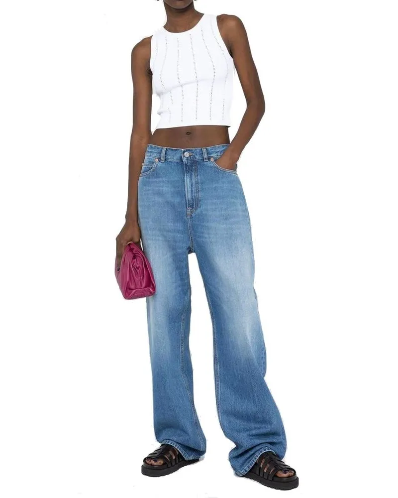 Valentino Garavani Women's Blue Cotton Relaxed Fit Jeans Clothing Blue