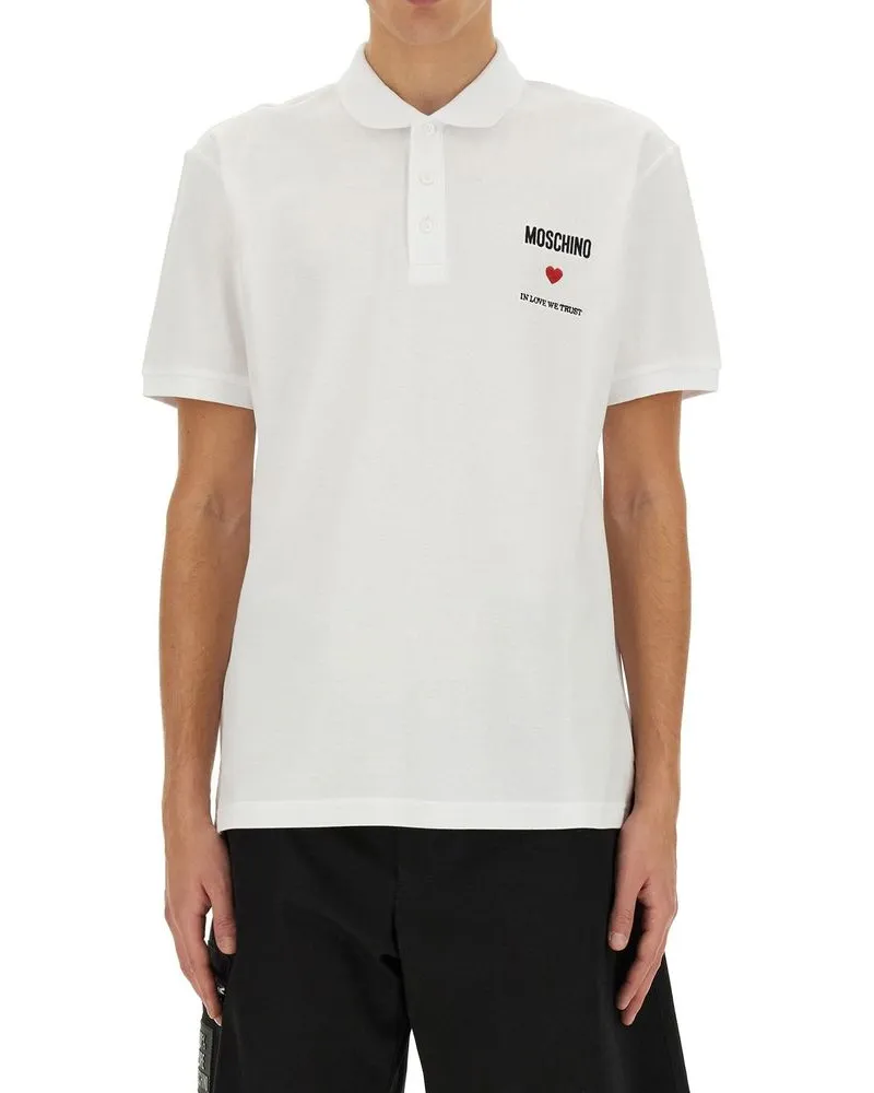 Moschino Men's White Cotton Polo Shirt White