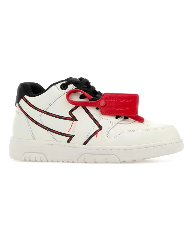 OFF-WHITE Men's White Leather Out Of Office Sneakers Whiteblack White
