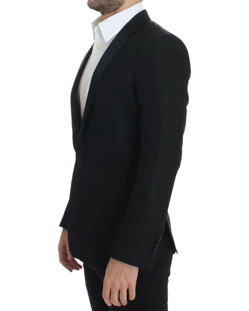 Dolce & Gabbana Men Black Wool Martini Slim Blazer Clothing Black