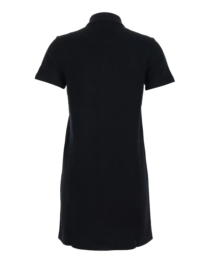 Saint Laurent Women Polo Dress Embroidered Cotton Black Black