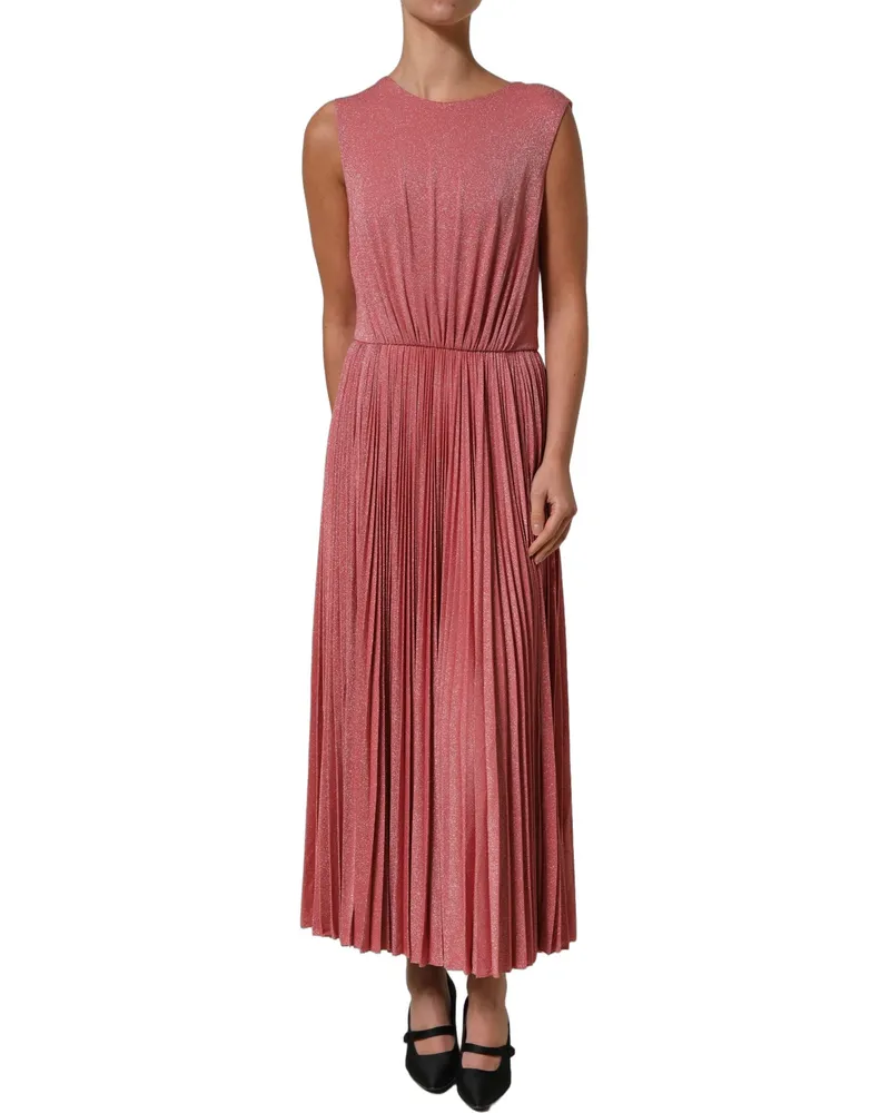 Dolce & Gabbana Women's Coral Pink Pleated Sleeveless Max Dress Pink