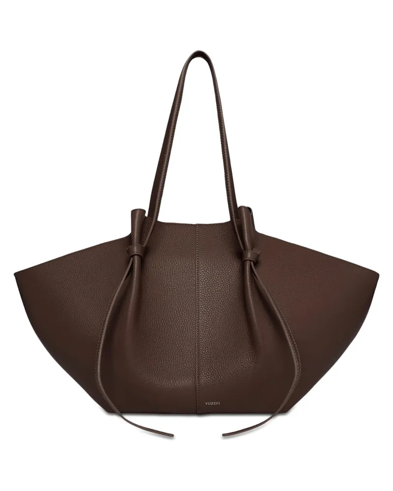 YUZEFI Women's Large Mochi Bag Brown Outer: Bovine Leather Shoulder Brown