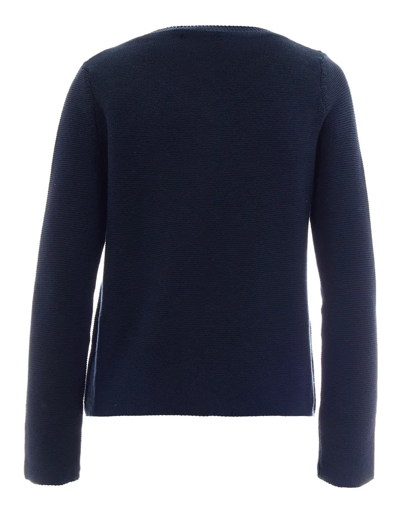 Max Mara Women's Boxy Knit Jumper Blue Cotton Jumpers Sweater Blue