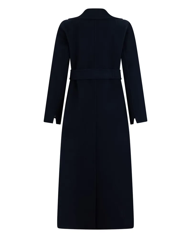 Max Mara Women's Long Coat Poldo Blue Wool Virgin Blue