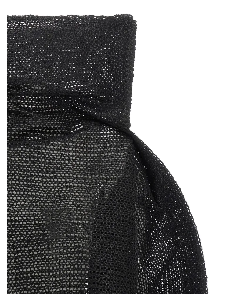 Issey Miyake Wool-Blend Mesh Knit Sweater — Black Black