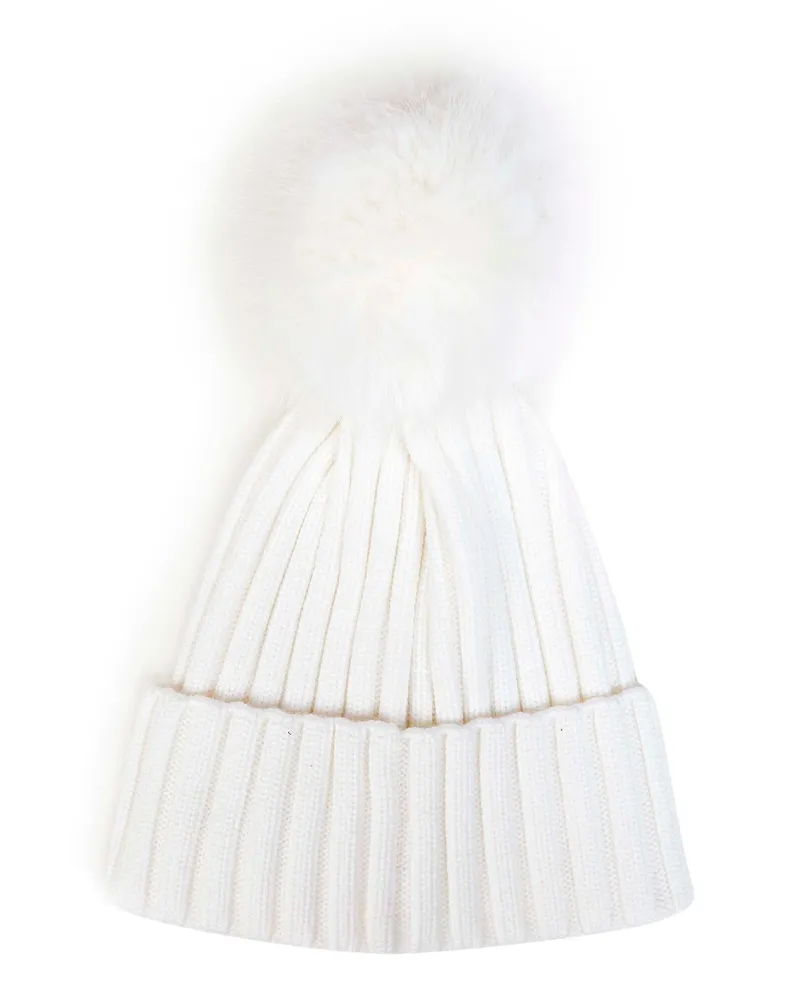 Moncler L20933B00039M1131034 Virgin Wool Ribbed Knit Beanie — White White