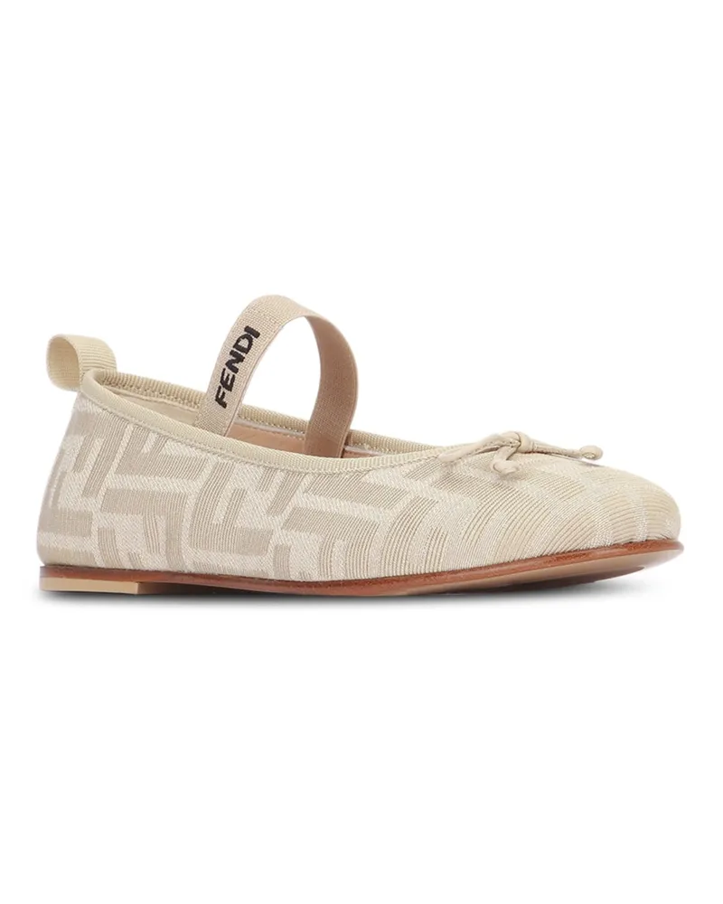 Fendi Boys' Ribbed Knit Ballet Flat Beige Cap Beige